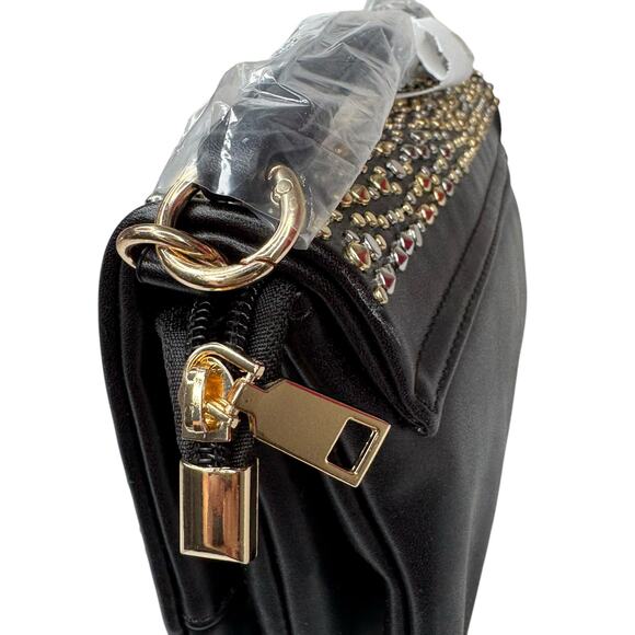 NWT Urban Expressions Krista Black Two-Tone Studded Embellished Evening Bag - Picture 10 of 14